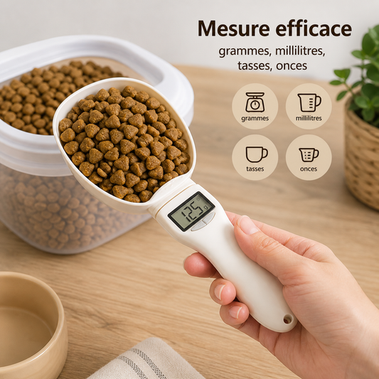 Cuillère doseuse électronique pour croquettes chien et chat