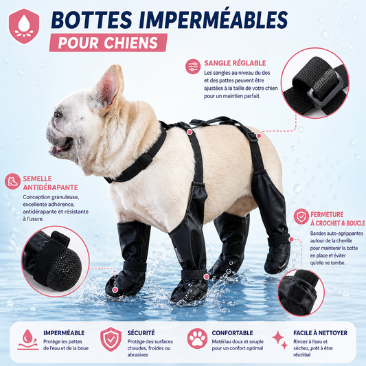 Bottes imperméables antidérapantes pour chien