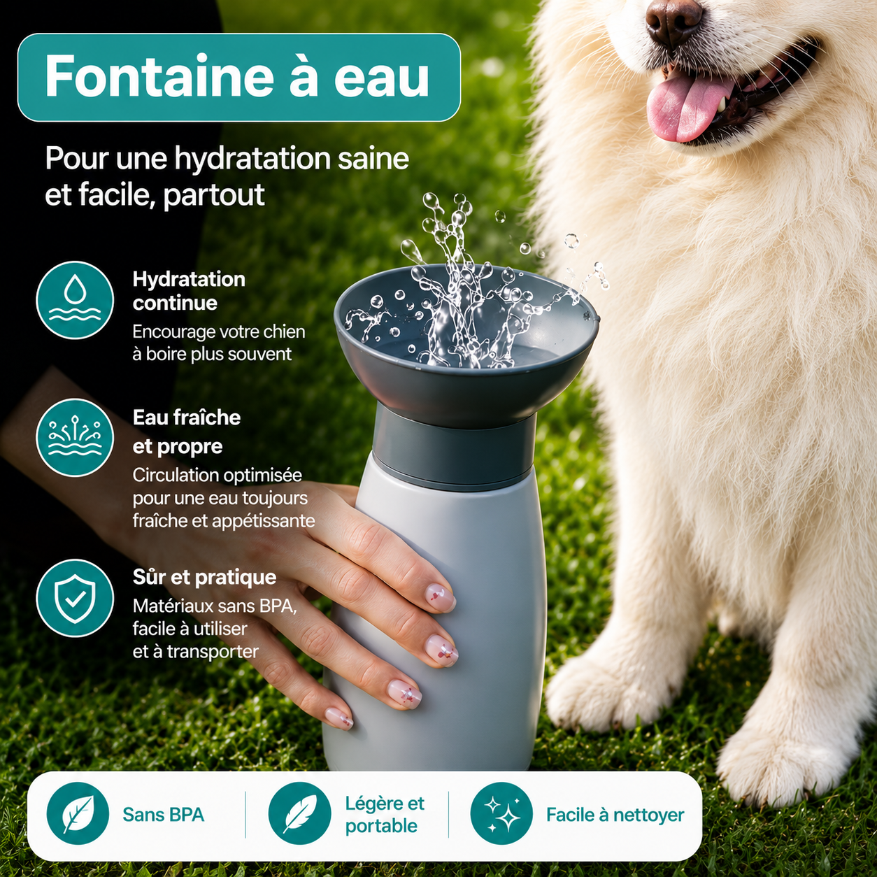 Gourde portable 600 ml pour chien