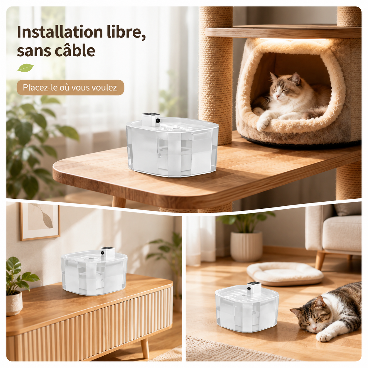 Fontaine à eau sans fil 2200 mAh pour chat