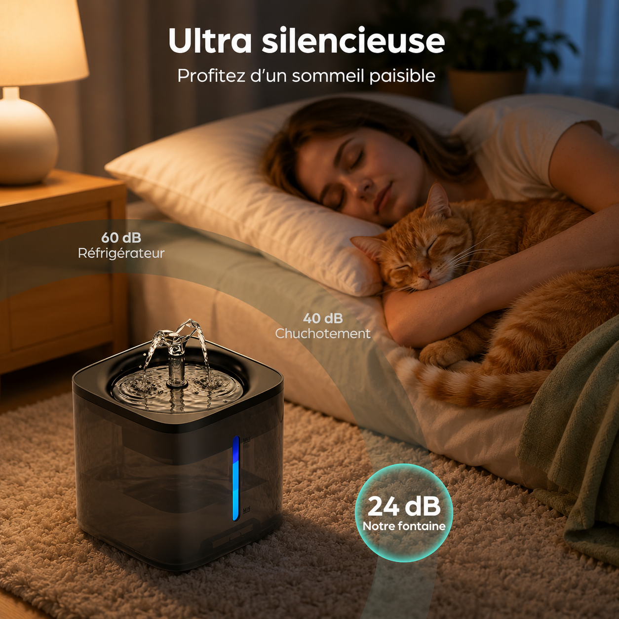 Fontaine à eau intelligente 2L pour chat et chien