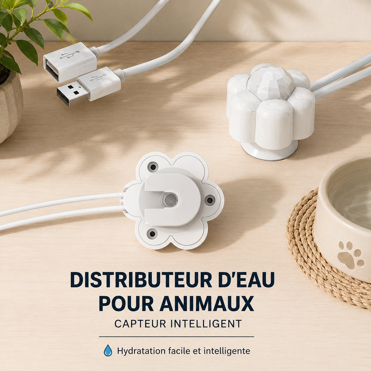 Fontaine à eau intelligente 2L pour chat et chien