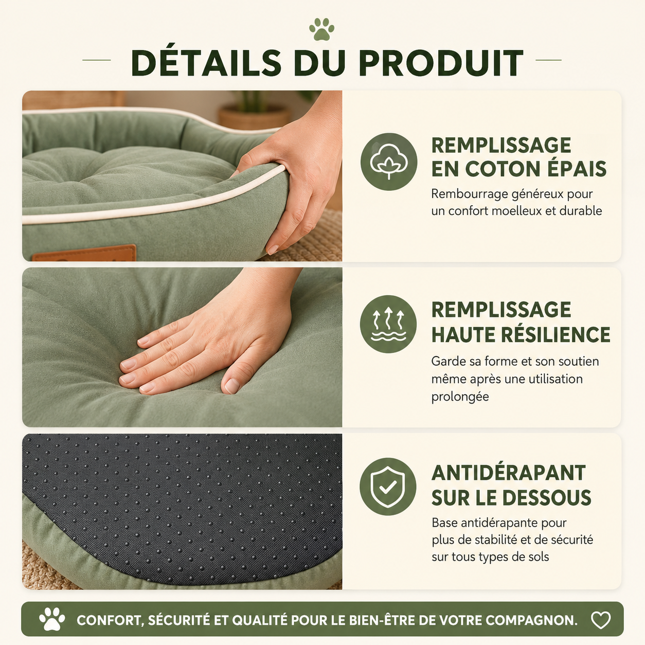 Couchage moelleux antidérapant pour chien et chat