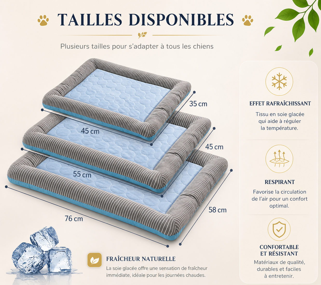 Tapis rafraîchissant soie de glace pour chien et chat