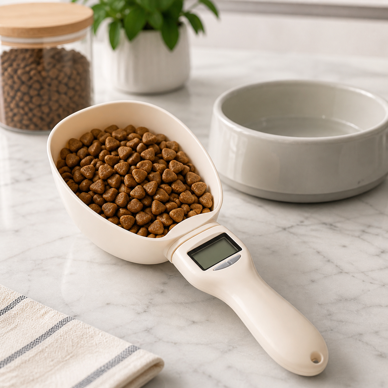 Cuillère doseuse électronique pour croquettes chien et chat