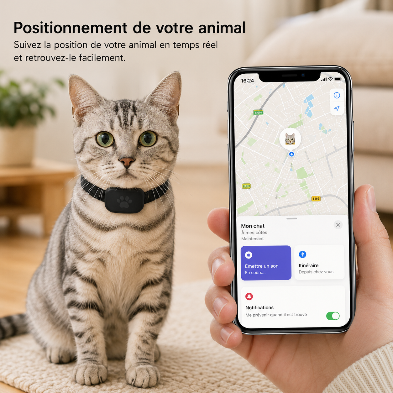 Traceur Bluetooth Find My pour chien et chat