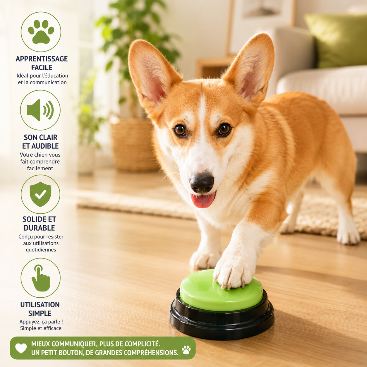 Bouton sonore enregistrable pour chien et chat