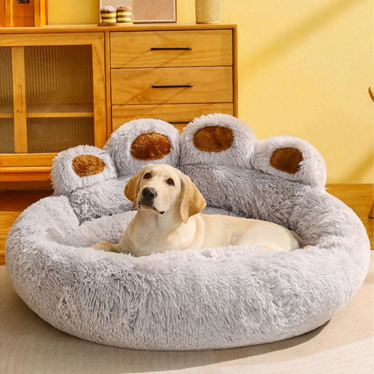 Panier moelleux peluche pour chien et chat